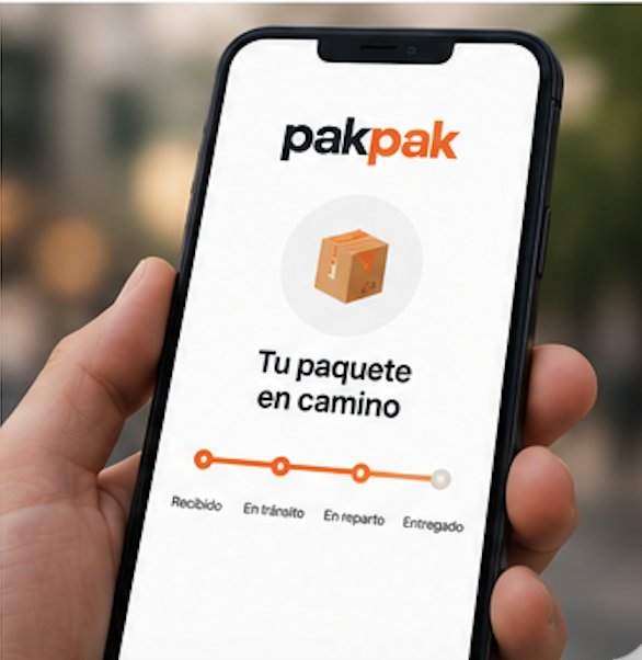 App pakpak mostrando un paquete en camino